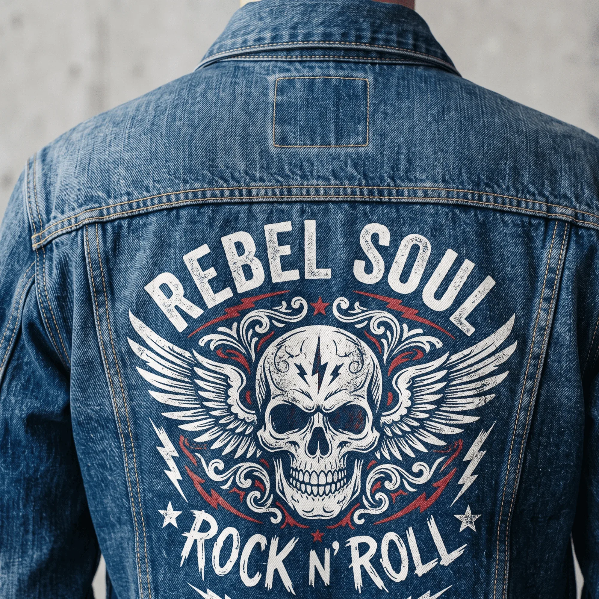 Foto Jaket Denim Sablon Tebal 3